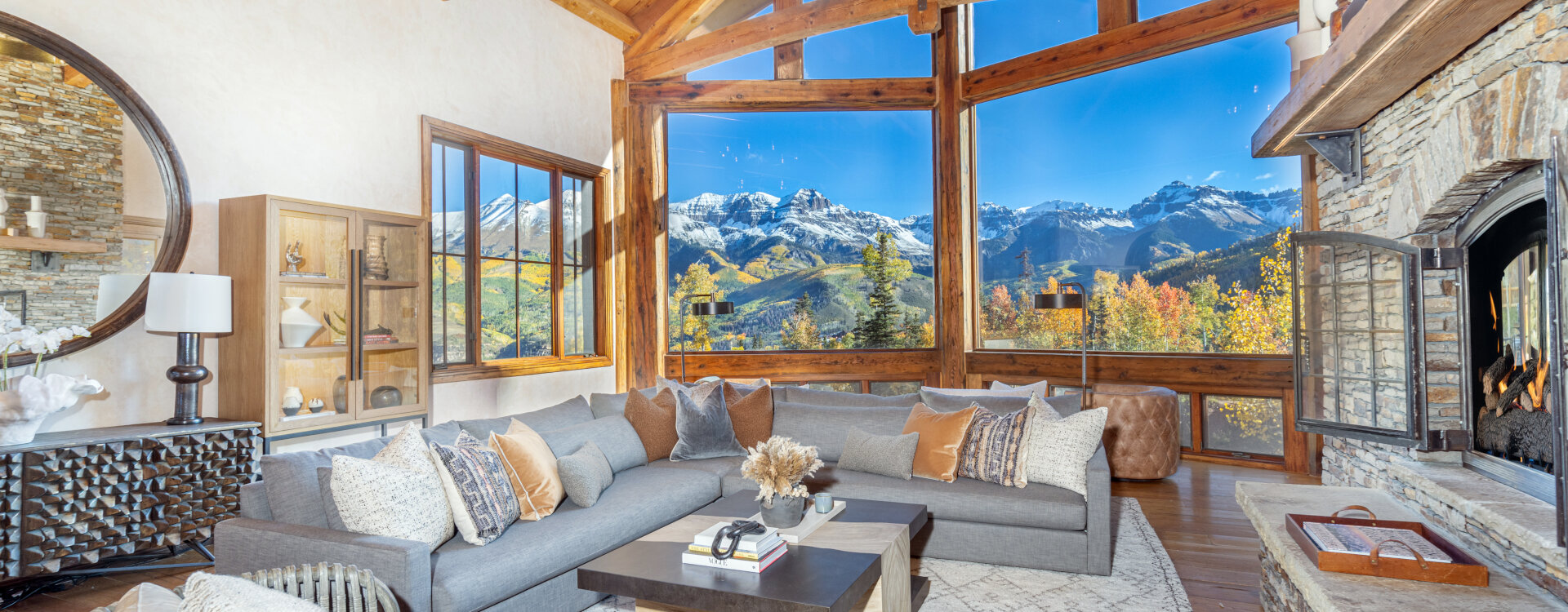 picture perfect mountain village living room