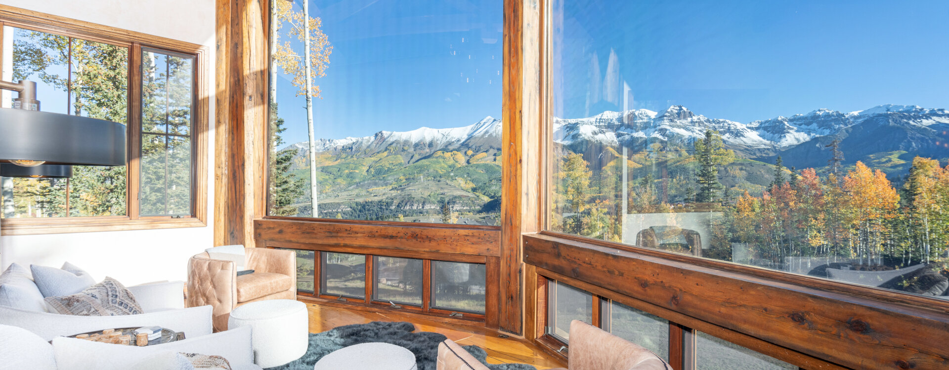 picture perfect mountain village living room