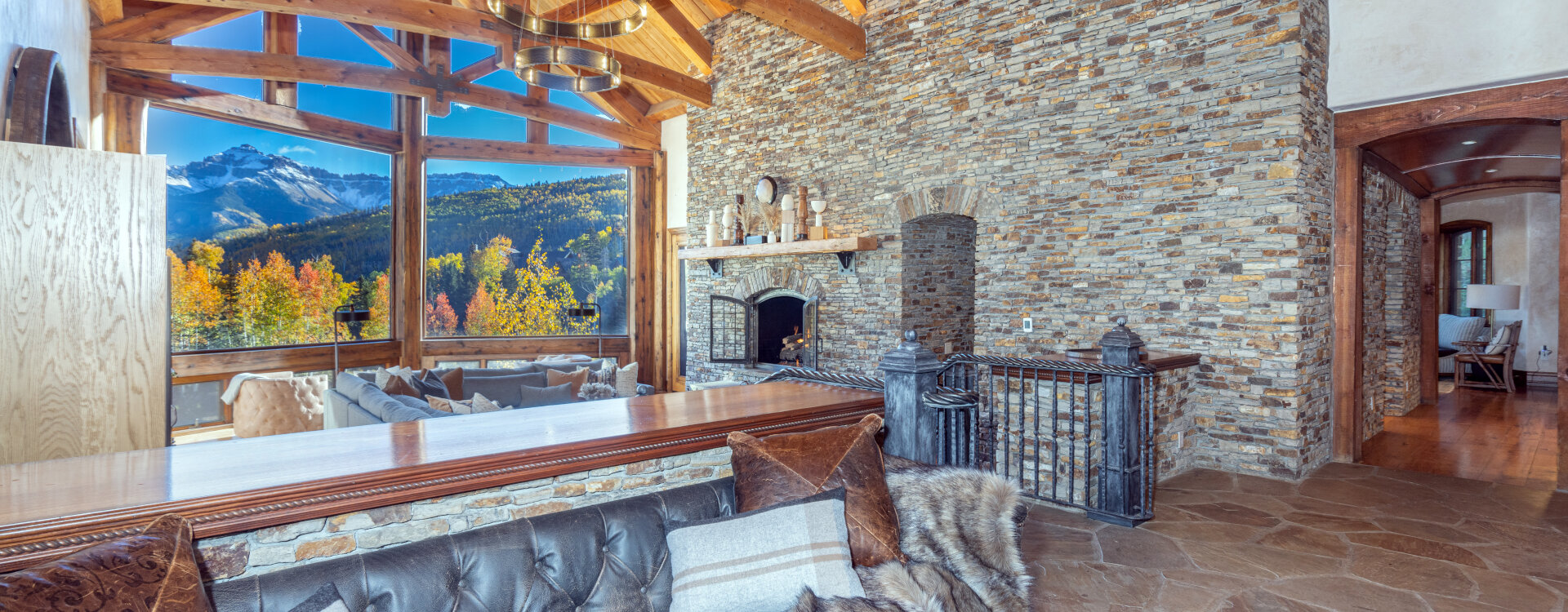 picture perfect mountain village living room