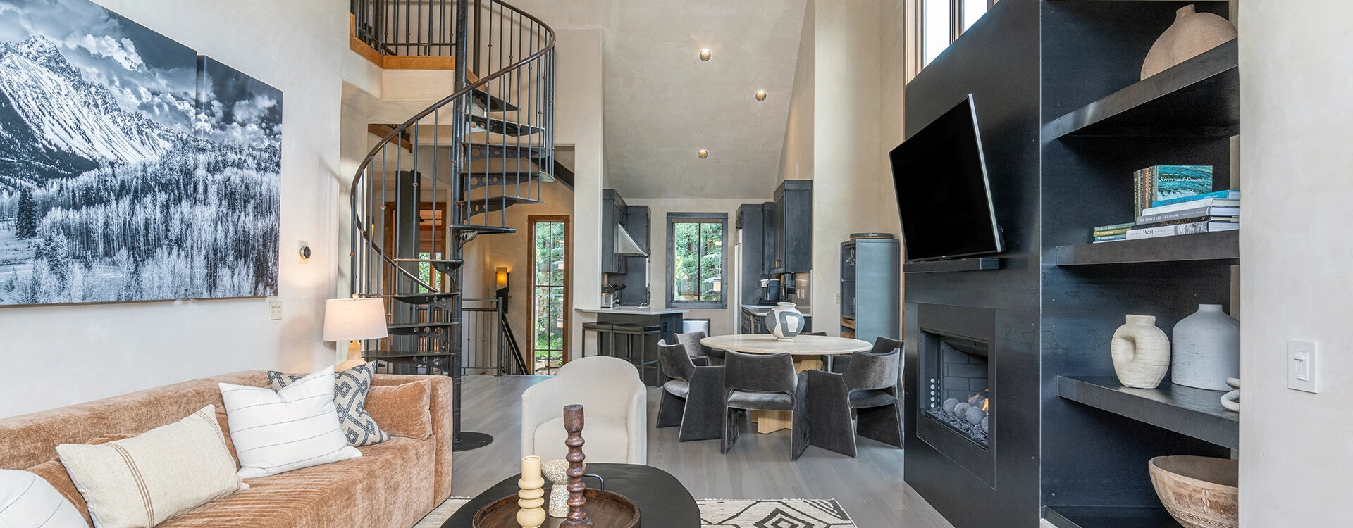 brightside chalet telluride living room kitchen